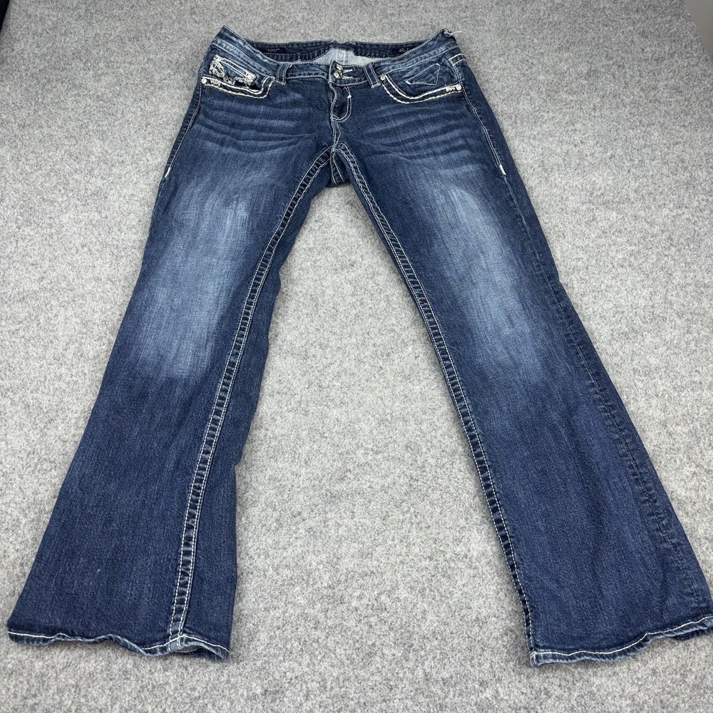 Vigoss The Chelsea Bootcut Jeans Women's 14 Rhinestone Embellished Dark Wash